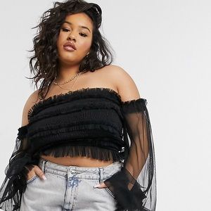 Off Shoulder Tulle Top